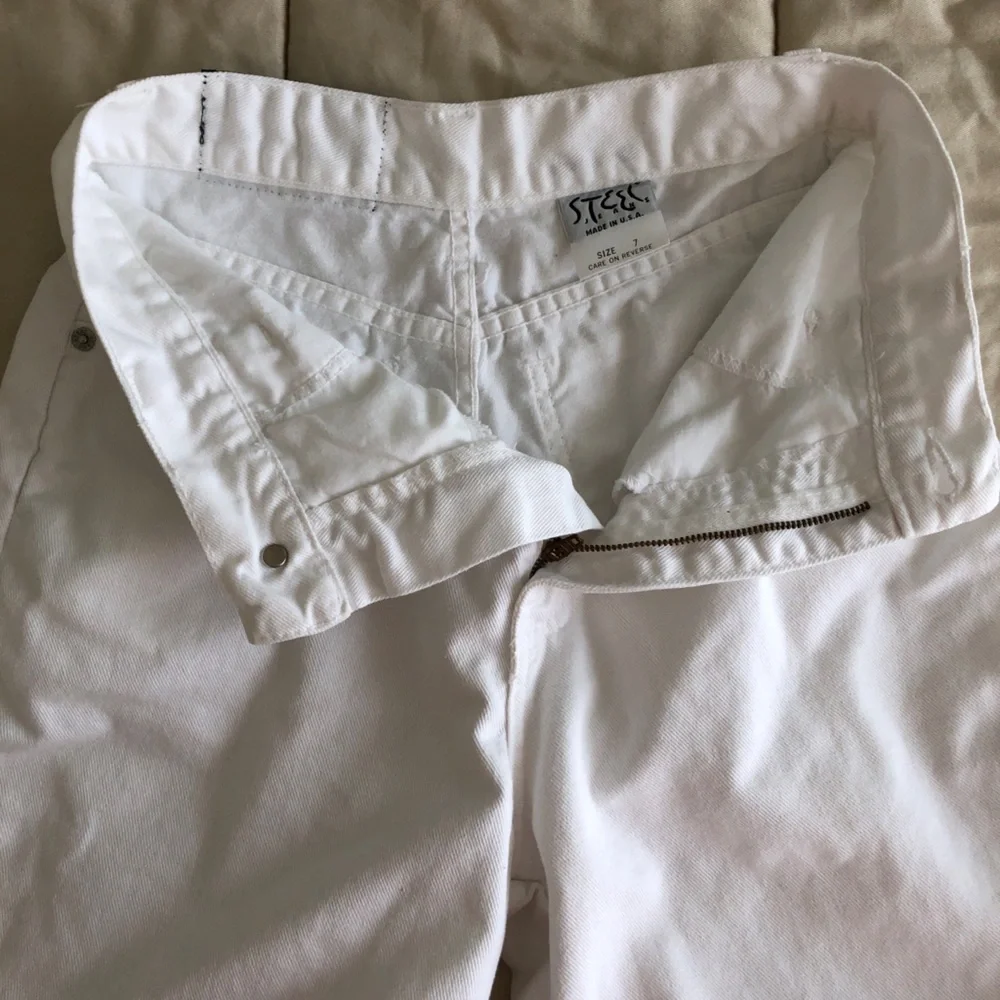 Vintage Steel Jeans White Denim Long Shorts Waist 26 (See Description re Size)